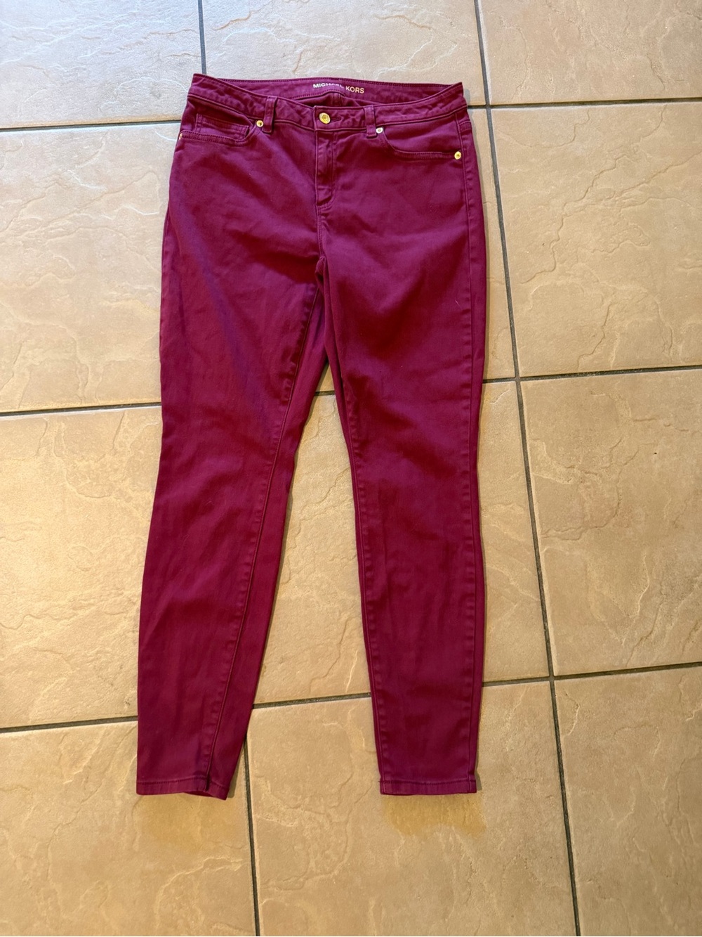 Michael Kors Wine Red Skinny Jeans